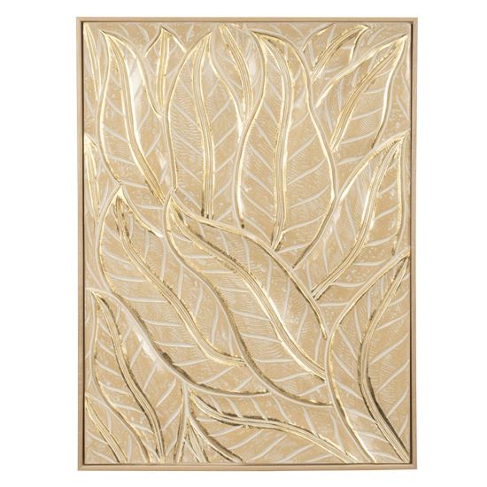Picture of HUJI Golden Leaves Pine Wood Carving Wall Décor