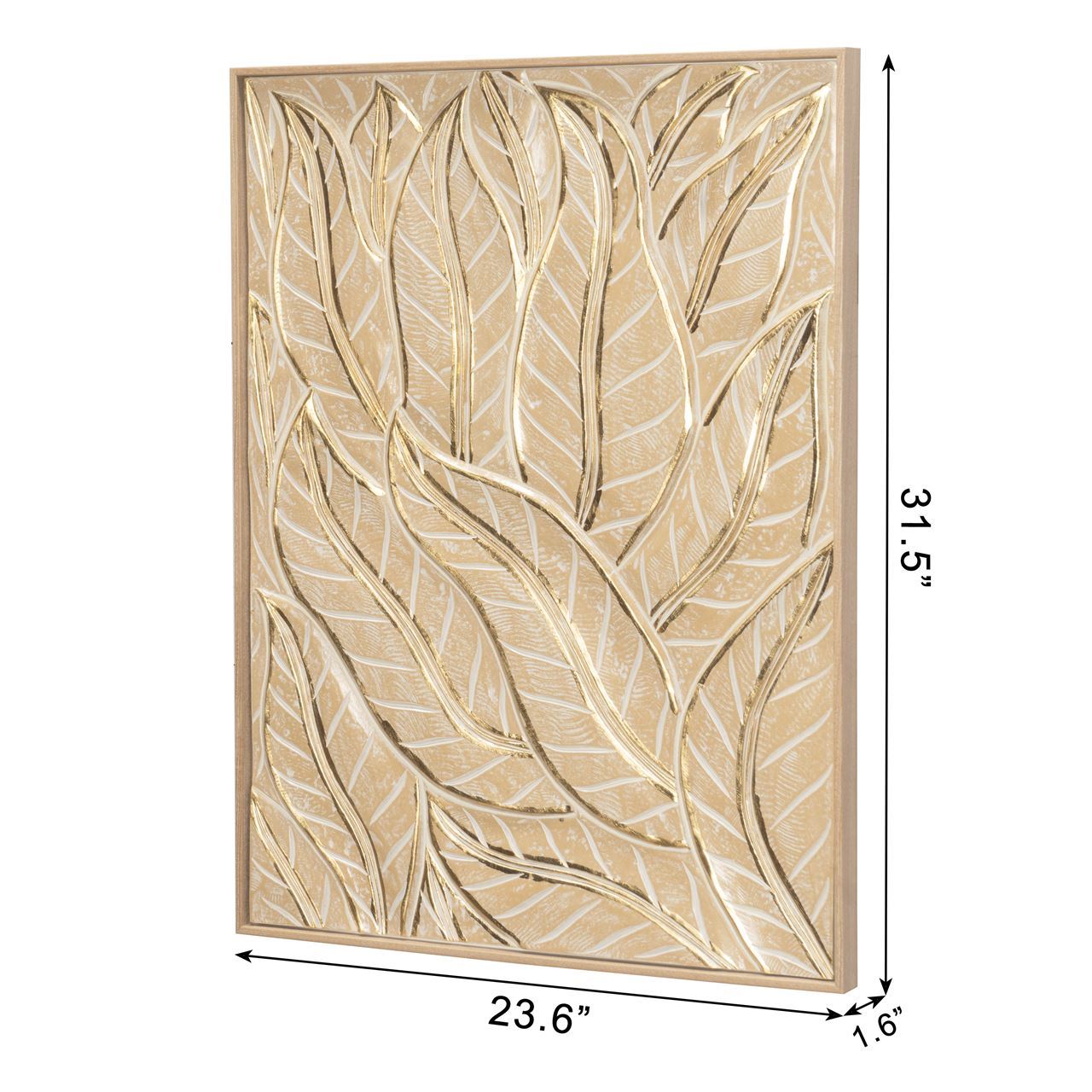 Huji Home Products. HUJI Golden Leaves Pine Wood Carving Wall Décor