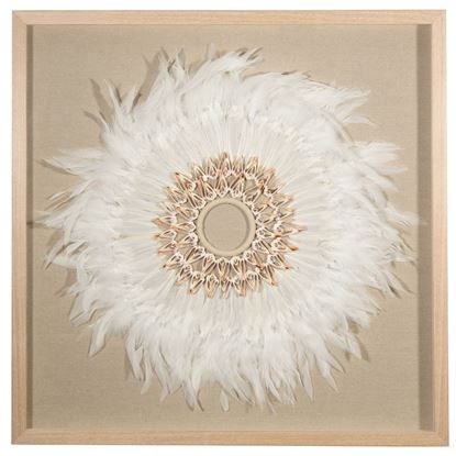 Picture of Feather & Shell Wreath Shadow Box Wall Décor  (MS56020) 31.50" L x 31.50" H