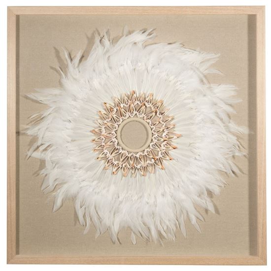 Picture of Feather & Shell Wreath Shadow Box Wall Décor  (MS56020) 31.50" L x 31.50" H