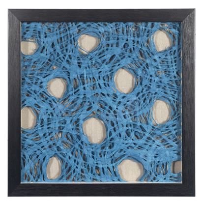 Picture of Abstract Handmade Blue Papier-Mâché Shadow Box Wall Art (MS47659A