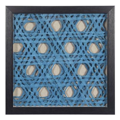 Picture of Abstract Handmade Blue Papier-Mâché Shadow Box Wall Art (MS47659B)